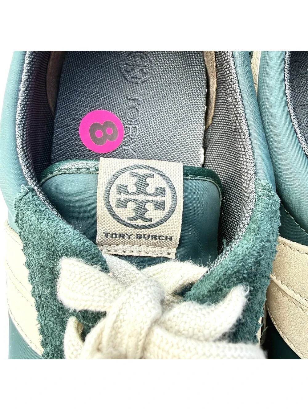 Tory Burch Hank Sneaker In Bottle Green/Pink Size 8M